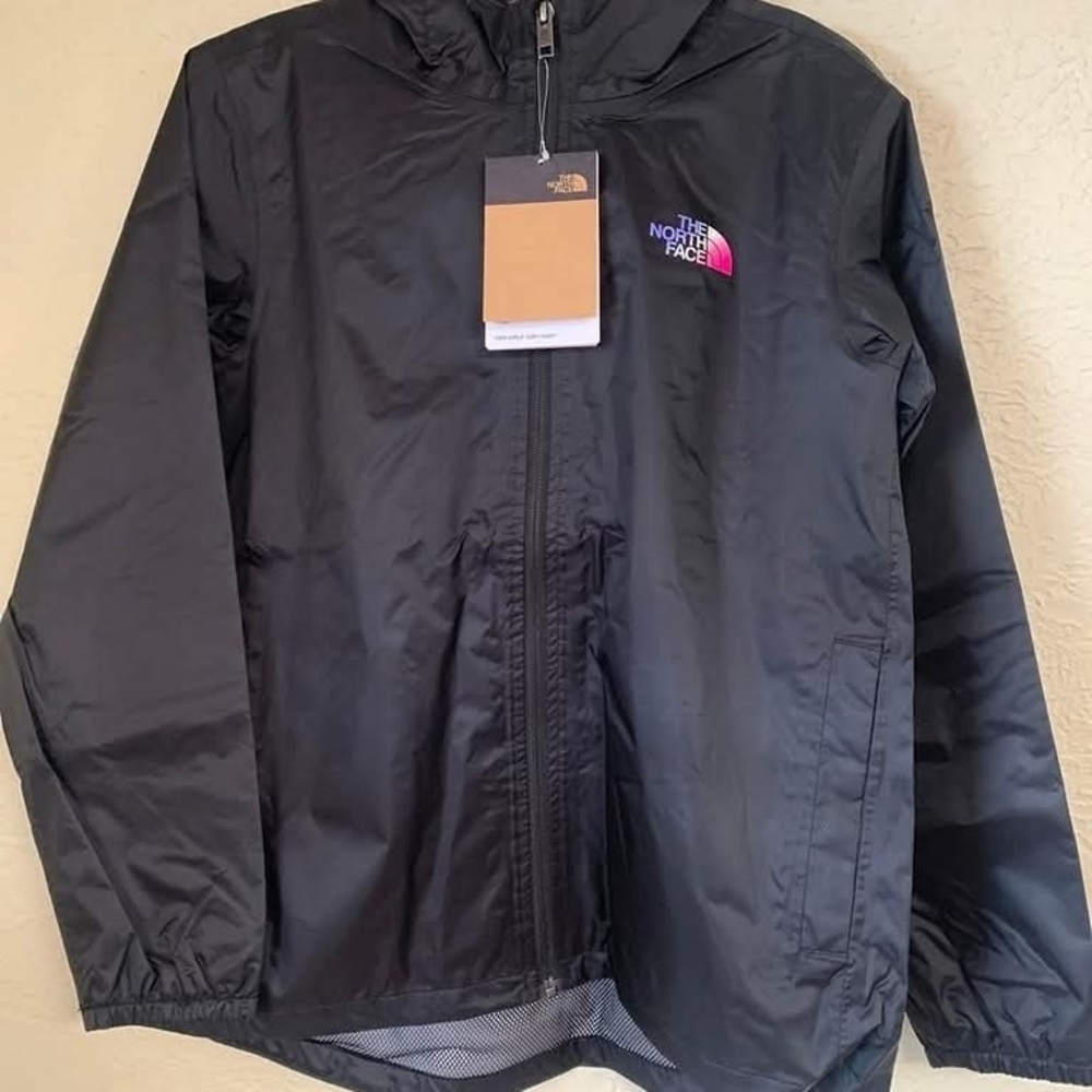The North Face Kids Black and Pink Raincoat